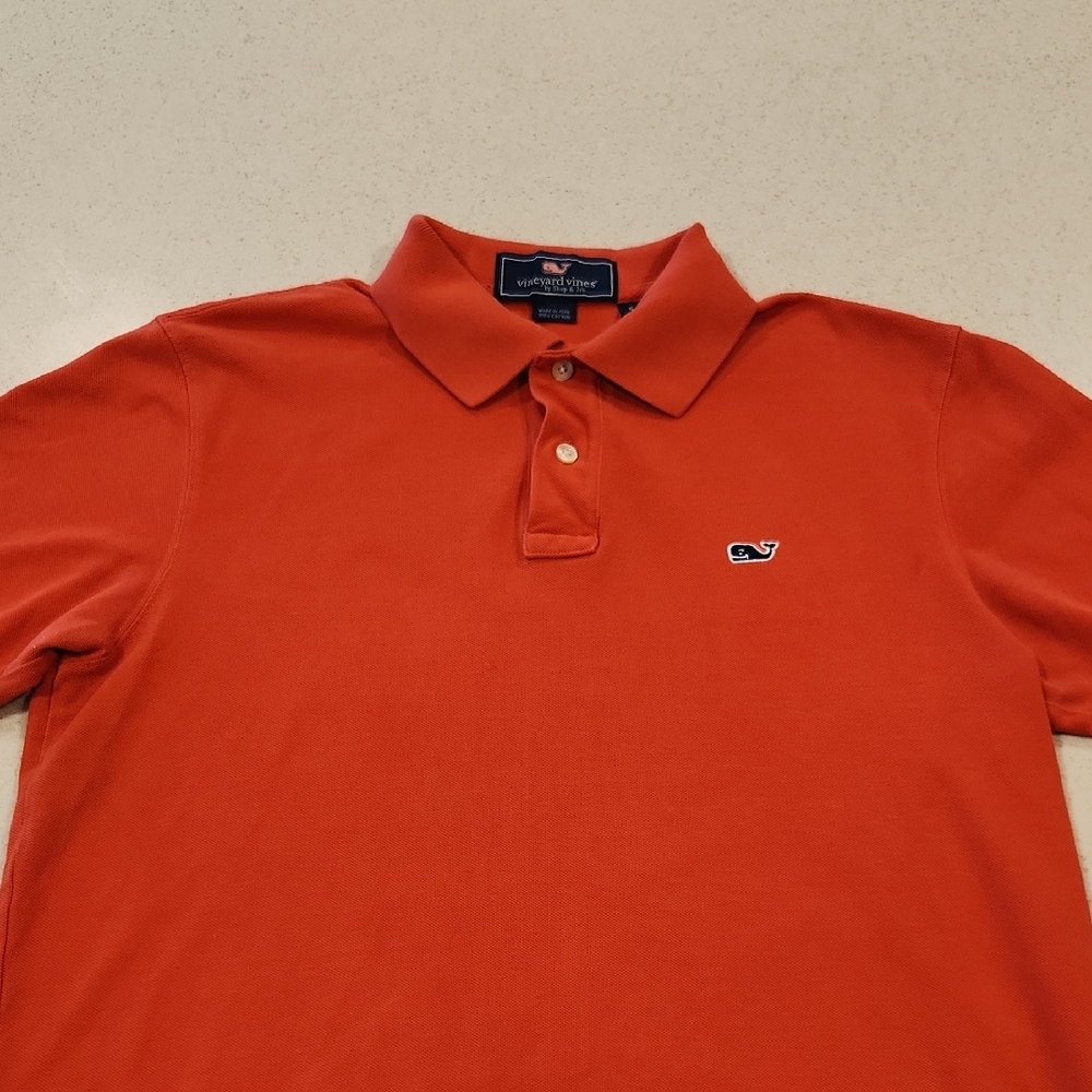 Vineyard Vines Men's Cotton Polo in Bold Orange Men's Size Small